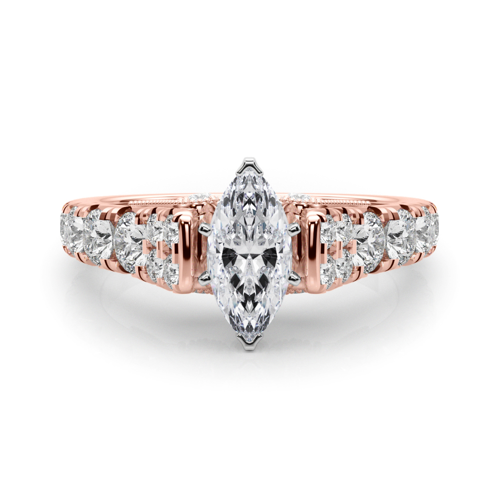 0.2 Ct Lab-Created Diamond Marquise Cut Deltina  Side Stone Engagement Rings in Silver 925