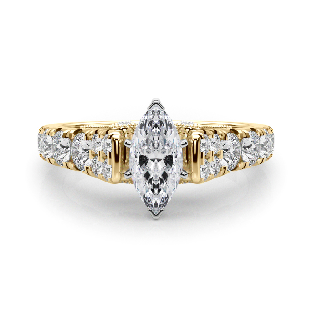 0.2 Ct Lab Grown Diamond Marquise Cut Deltina  Side Stone Engagement Rings in Silver 925