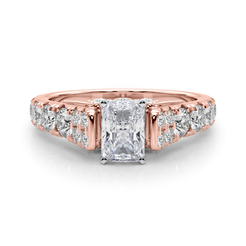 0.2 Ct Lab-Created Diamond Radiant Cut Deltina  Side Stone Engagement Rings in Silver 925
