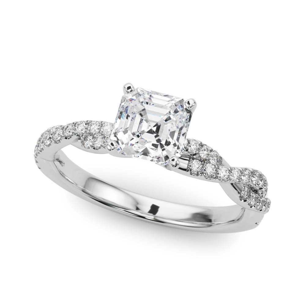 Zoila Natural Diamond 4 Prong Setting Side Stone Engagement Ring