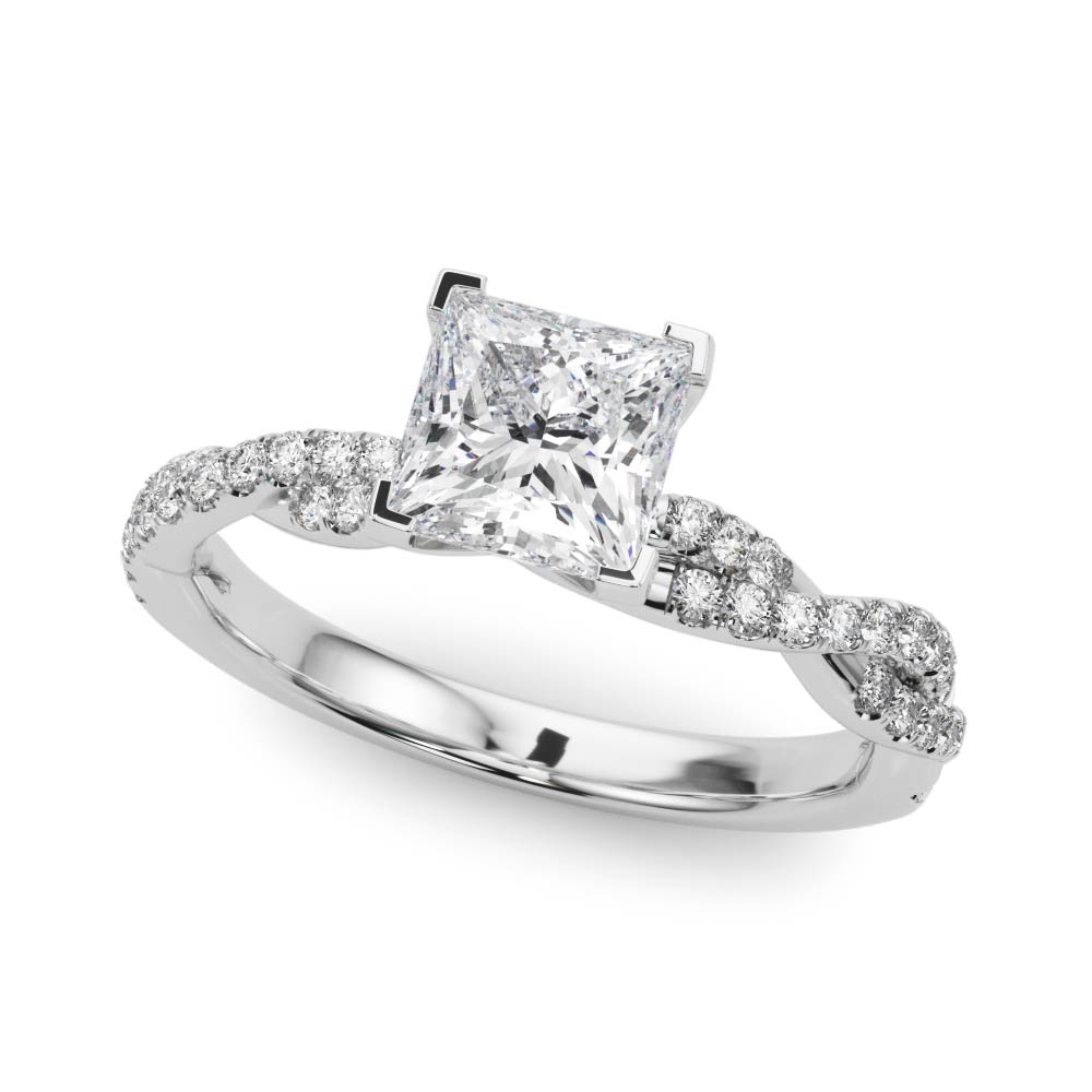 Zanaya Natural Diamond 4 Prong Setting Side Stone Engagement Ring