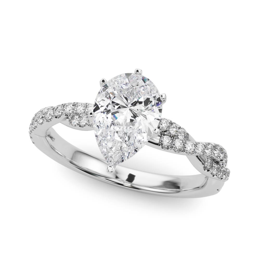 Ziaan Natural Diamond 6 Prong Setting Side Stone Engagement Ring
