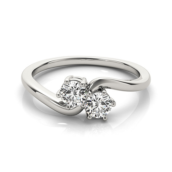 0.2 Ct Natural Round Cut Jensy  Two Stone Diamond Rings in 9K White Gold