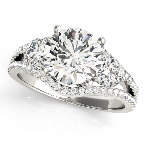 0.2 Ct Lab-Created Diamond Round Cut Wania  Trilogy Engagement Rings in Silver 925