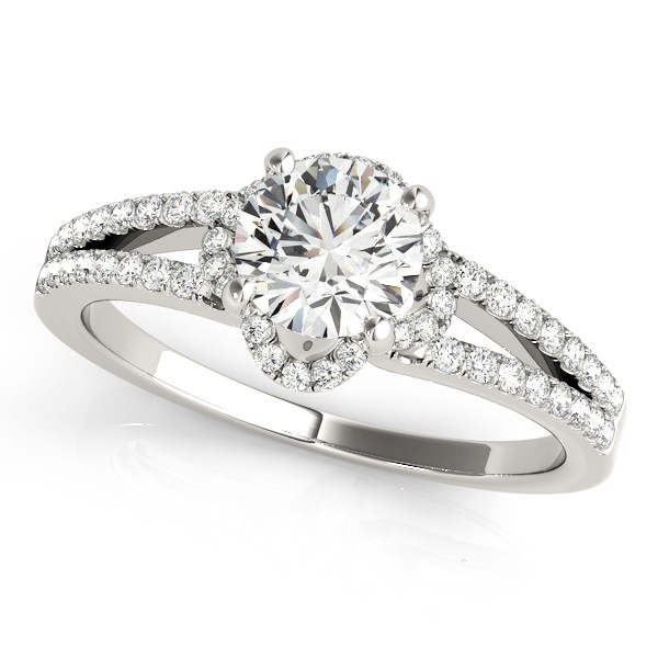 0.2 Ct Natural Round Cut Lael  Halo Diamond Rings in Silver 925