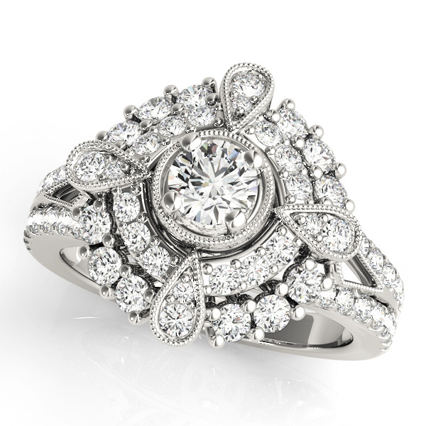0.2 Ct Natural Round Cut Kiari  Halo Diamond Rings in Silver 925