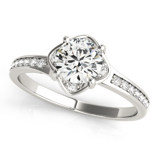 0.2 Ct Natural Round Cut Laikeen Halo Diamond Rings in Silver 925