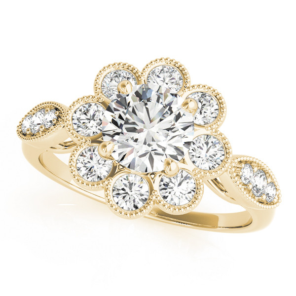 0.2 Ct Natural Round Cut Jaina  Halo Diamond Rings in Silver 925