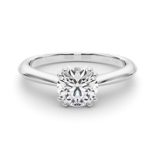 0.1 Ct Natural Round Cut Marion  Solitaire Diamond Rings in 14K White Gold