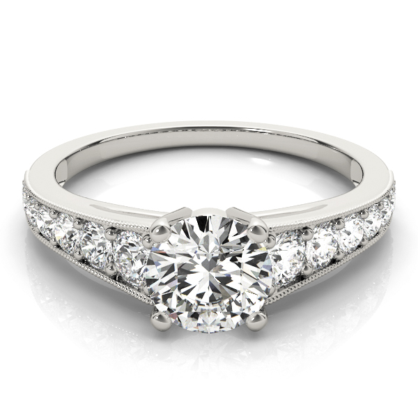 0.2 Ct Lab-Created Diamond Round Cut Crena  Side Stone Engagement Rings in Silver 925