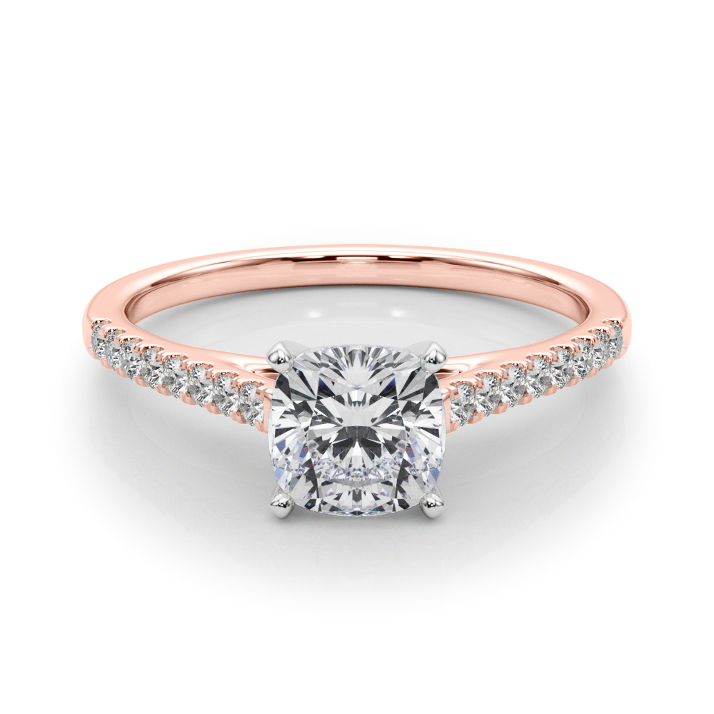 Lincya Lab Grown Diamond Rose Gold 4 Prong Side Stone Engagement Ring