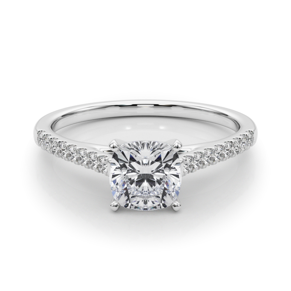 0.2 Ct Lab-Created Diamond Cushion Cut Lincya  Side Stone Engagement Rings in Silver 925