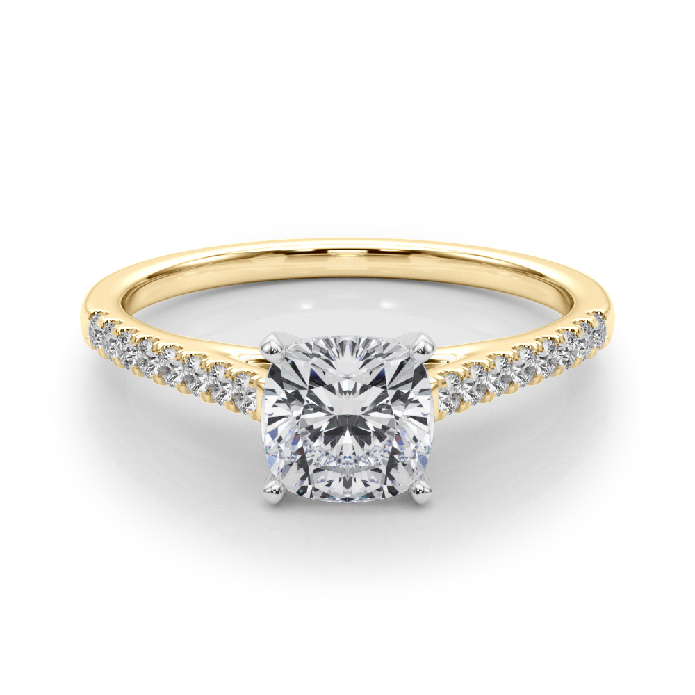 0.2 Ct Lab-Created Diamond Cushion Cut Lincya  Side Stone Engagement Rings in Silver 925