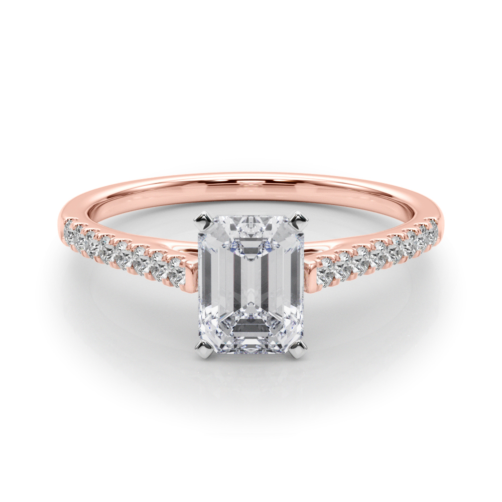 Lincya Lab Grown Diamond Rose Gold 4 Prong Side Stone Engagement Ring