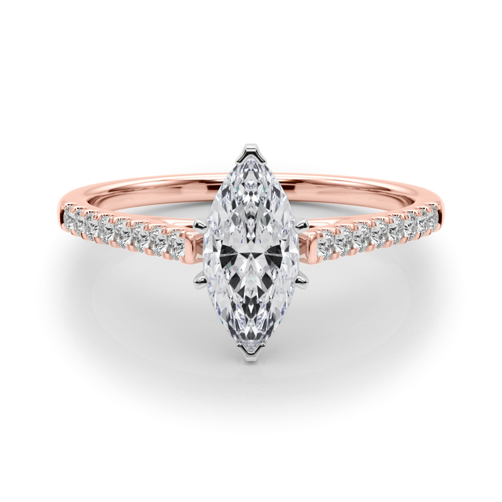 0.2 Ct Lab-Created Diamond Marquise Cut Lincya  Side Stone Engagement Rings in Silver 925