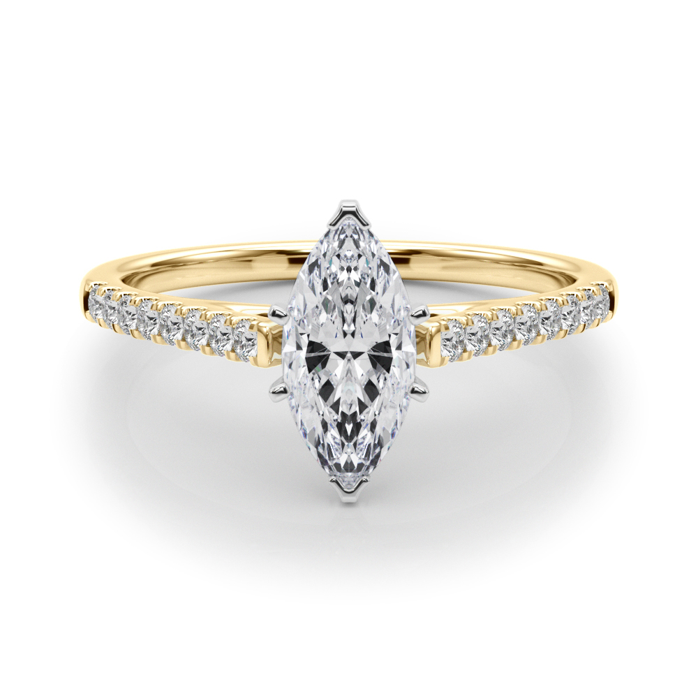 0.2 Ct Lab Grown Diamond Marquise Cut Lincya  Side Stone Engagement Rings in Silver 925