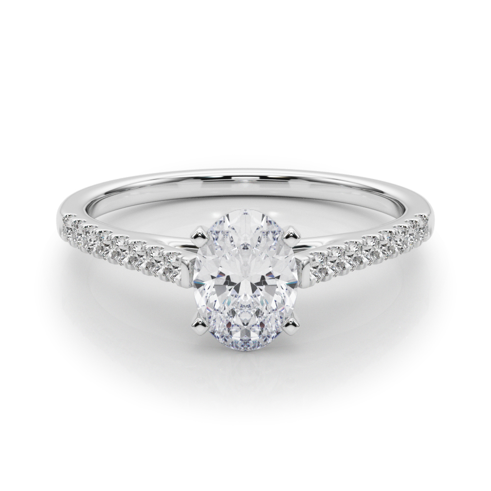 0.2 Ct Lab-Created Diamond Oval Cut Lincya  Side Stone Engagement Rings in Silver 925