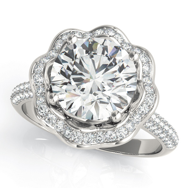 0.2 Ct Natural Round Cut Jiya  Halo Diamond Rings in Silver 925