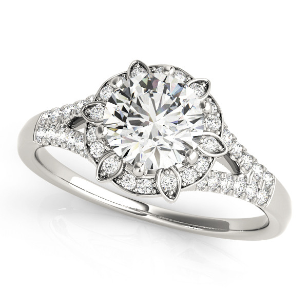 0.2 Ct Natural Round Cut Kaylanie Halo Diamond Rings in Silver 925