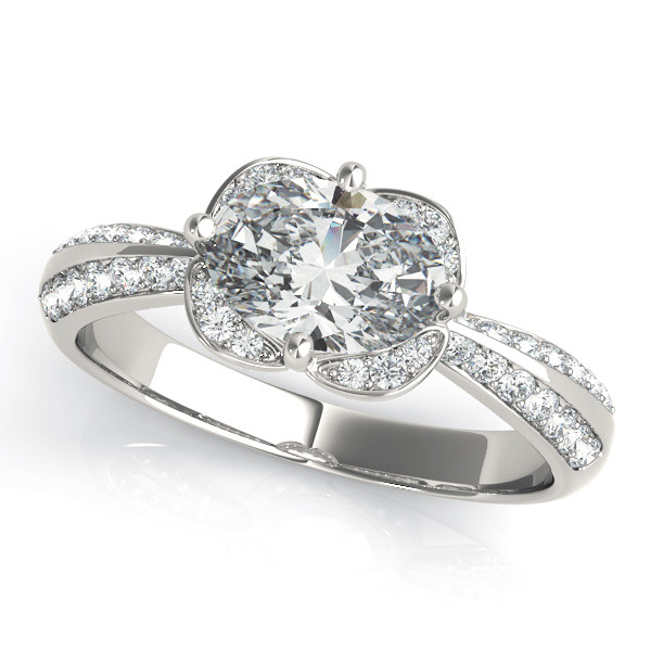 0.2 Ct Natural Oval Cut Lailah Halo Diamond Rings in Silver 925