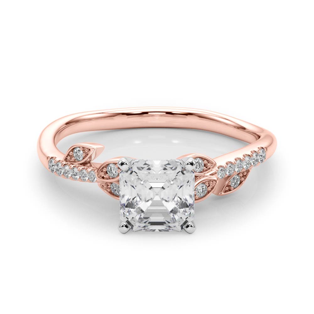 0.2 Ct Lab-Created Diamond Asscher Cut Johanna  Side Stone Engagement Rings in Silver 925