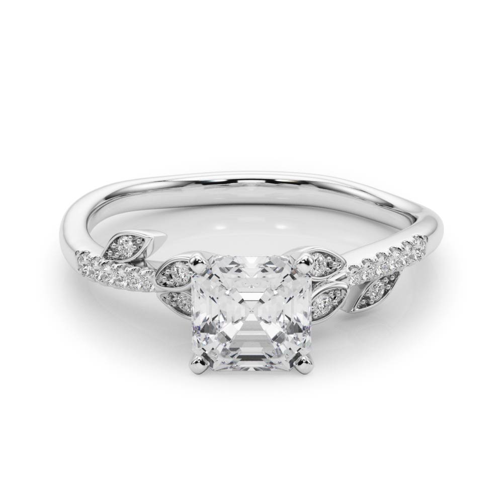 0.2 Ct Lab-Created Diamond Asscher Cut Johanna  Side Stone Engagement Rings in Silver 925