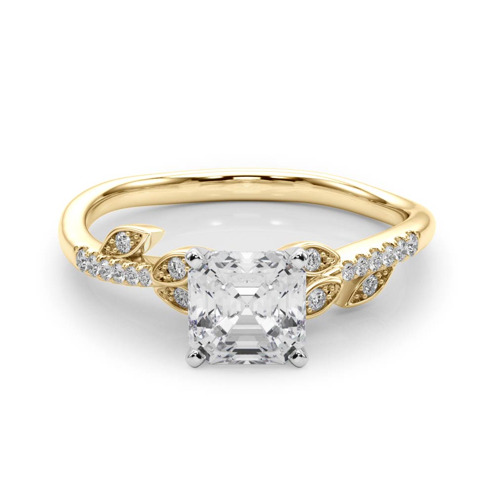 0.2 Ct Lab-Created Diamond Asscher Cut Johanna  Side Stone Engagement Rings in Silver 925