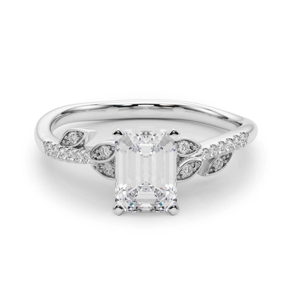 0.2 Ct Natural Diamond Emerald Cut Johanna  Side Stone Engagement Rings in Silver 925