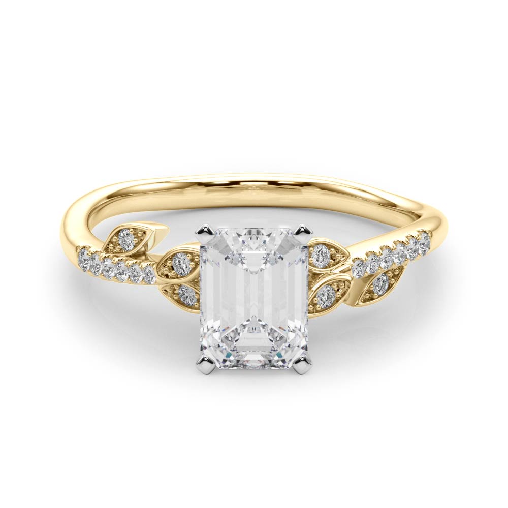 0.2 Ct Natural Diamond Emerald Cut Johanna  Side Stone Engagement Rings in Silver 925