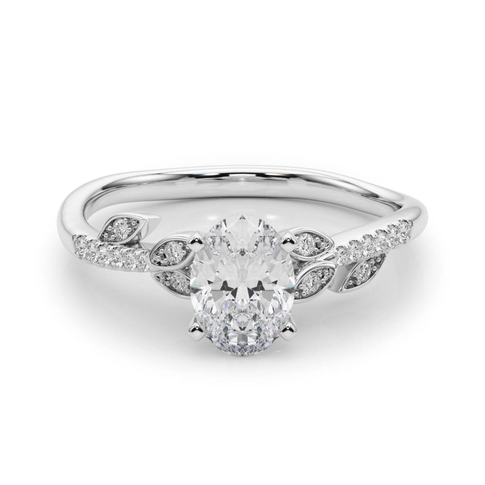 0.2 Ct Lab-Created Diamond Oval Cut Johanna  Side Stone Engagement Rings in Silver 925