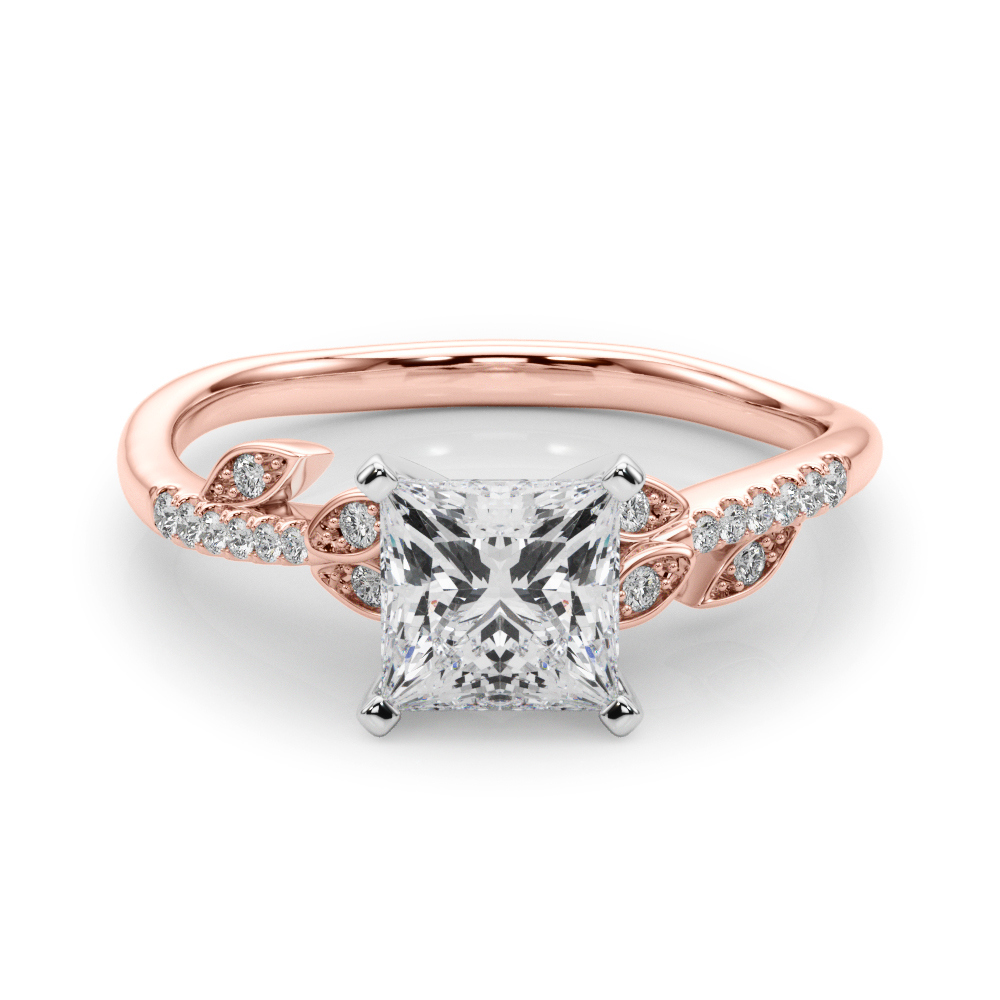 0.2 Ct Lab-Created Diamond Princess Cut Johanna  Side Stone Engagement Rings in Silver 925
