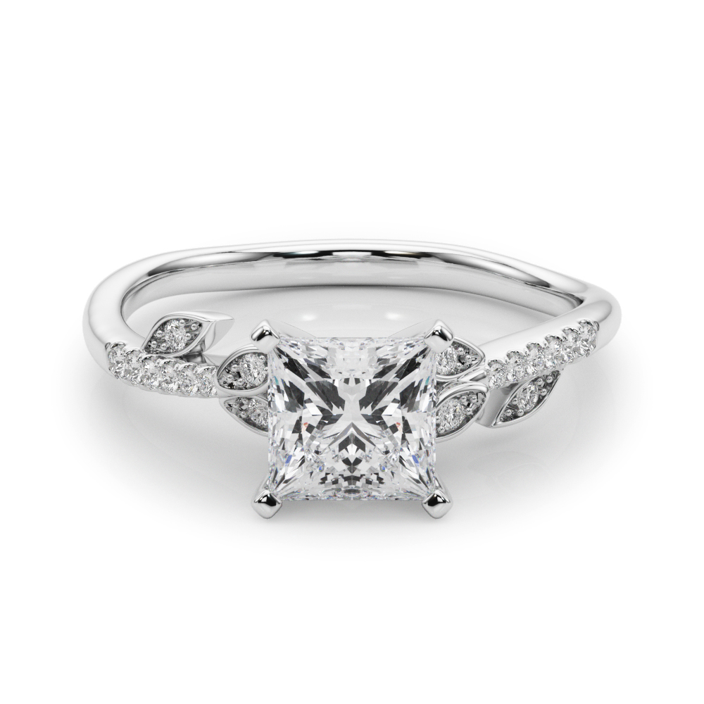 0.2 Ct Lab-Created Diamond Princess Cut Johanna  Side Stone Engagement Rings in Silver 925