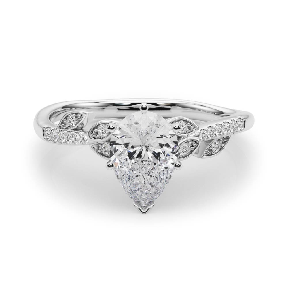 0.2 Ct Lab-Created Diamond Pear Cut Johanna  Side Stone Engagement Rings in Silver 925
