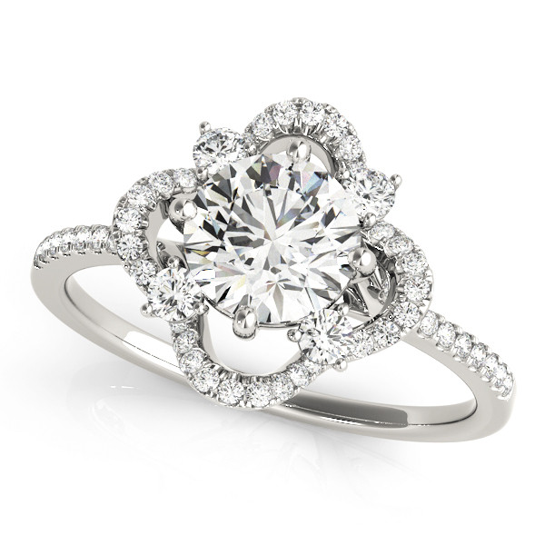 0.2 Ct Natural Round Cut Lillia Halo Diamond Rings in Silver 925
