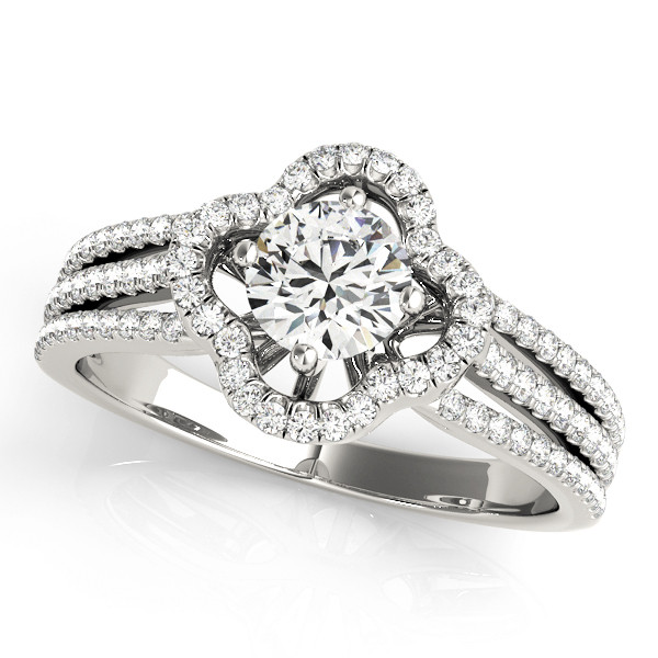 0.2 Ct Natural Round Cut Joslyn  Halo Diamond Rings in Silver 925