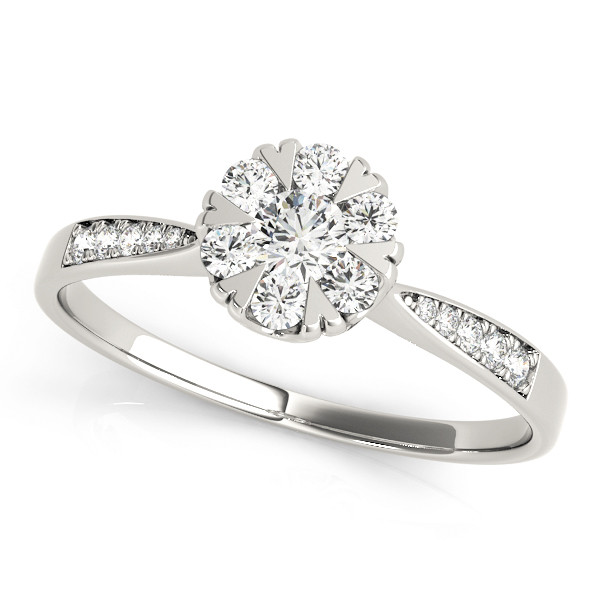 0.2 Ct Natural Round Cut Katya  Halo Diamond Rings in Silver 925