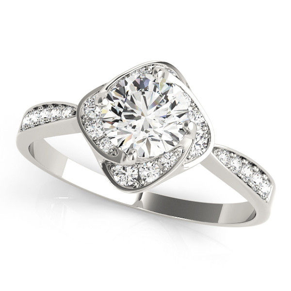 0.2 Ct Natural Round Cut Lilibeth Halo Diamond Rings in Silver 925