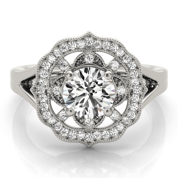 0.2 Ct Lab-Created Diamond Round Cut Alitta  Halo Engagement Rings in Silver 925
