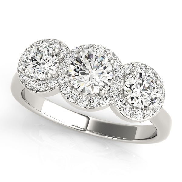 0.2 Ct Natural Round Cut Kylani Halo Diamond Rings in Silver 925