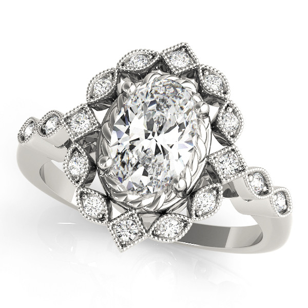 0.2 Ct Natural Oval Cut Kaydence Halo Diamond Rings in Silver 925