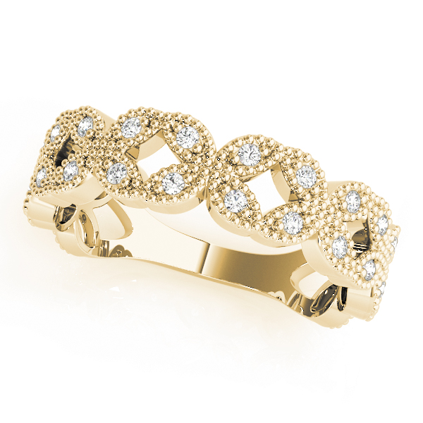 Geneleia Natural Yellow Gold Pave set Diamond for Women Wedding Ring