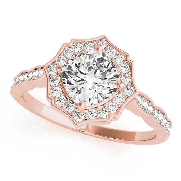0.2 Ct Natural Cushion Cut Laken Halo Diamond Rings in Silver 925