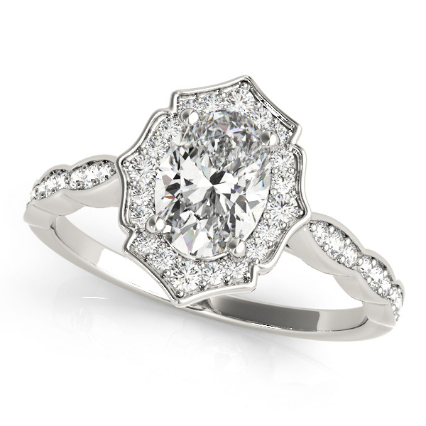 0.2 Ct Natural Oval Cut Layne Halo Diamond Rings in Silver 925