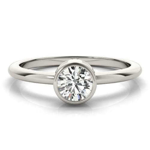 0.1 Ct Natural Round Cut Macey  Solitaire Diamond Rings in 14K White Gold