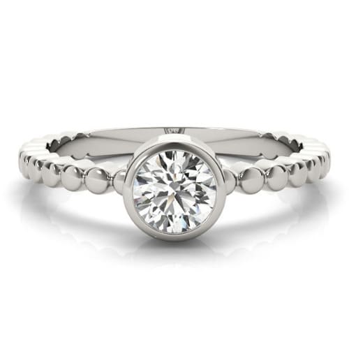 0.1 Ct Natural Round Cut Malina  Solitaire Diamond Rings in 14K White Gold