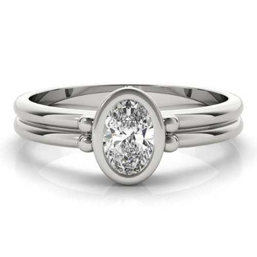 0.1 Ct Lab-Created Diamond Oval Cut Nichele  Classic Solitaire Engagement Rings in Silver 925