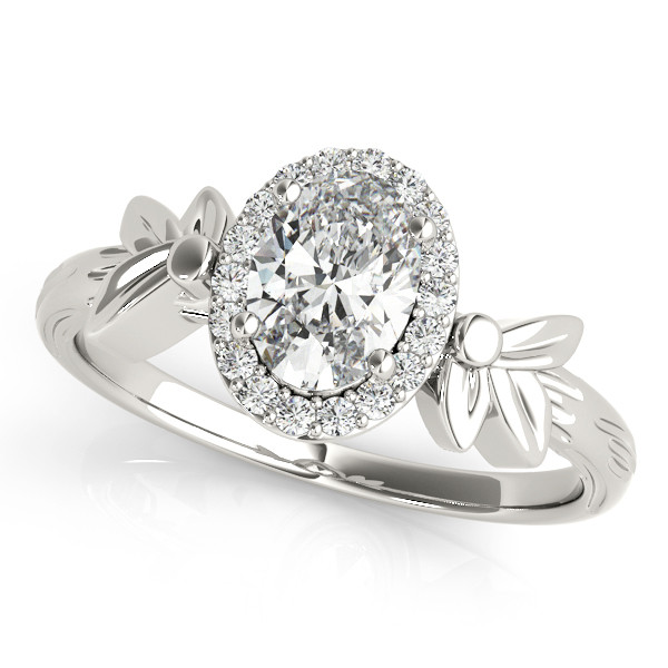 0.2 Ct Natural Oval Cut Kodi Halo Diamond Rings in Silver 925