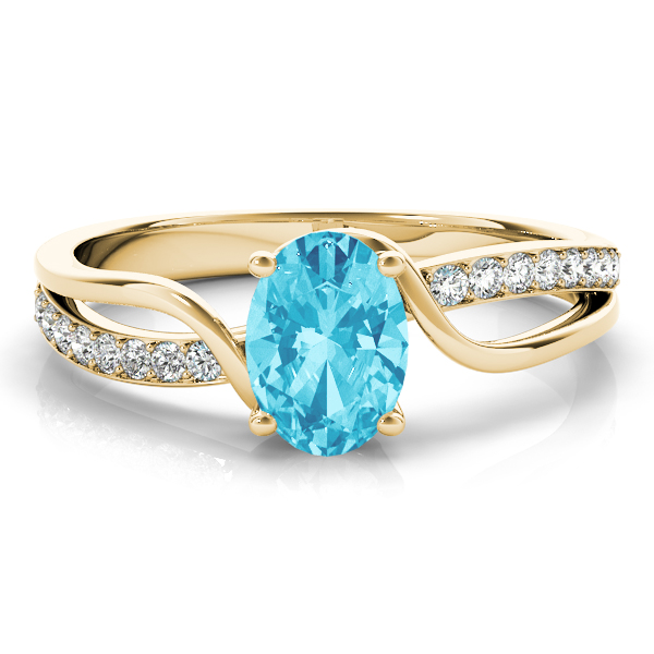 Ruth Aquamarine Yellow Gold 4 Prong 
