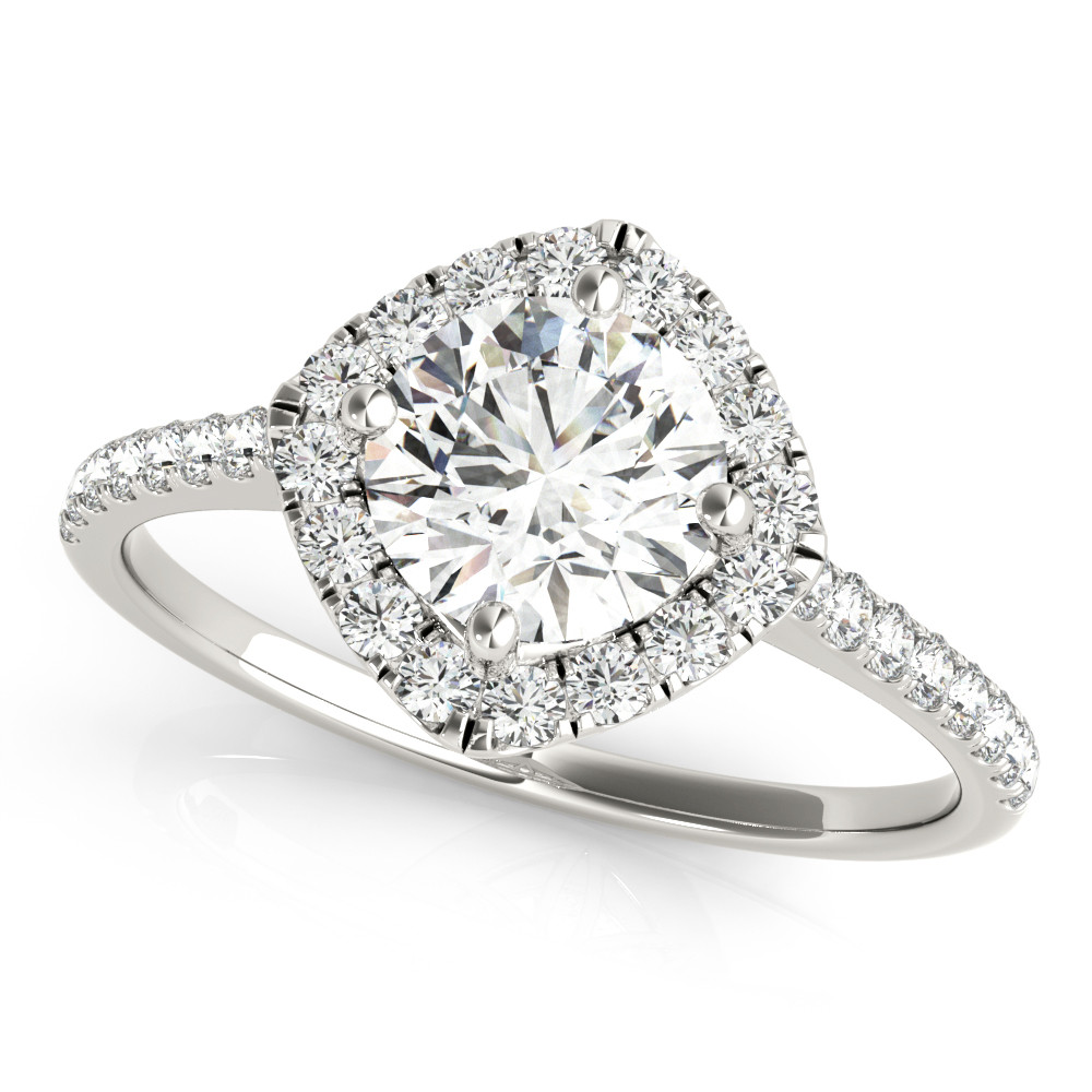 0.2 Ct Natural Round Cut Jaleah Halo Diamond Rings in Silver 925