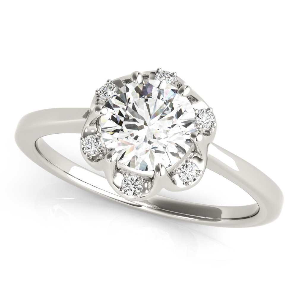0.2 Ct Natural Round Cut Jaycie Halo Diamond Rings in Silver 925